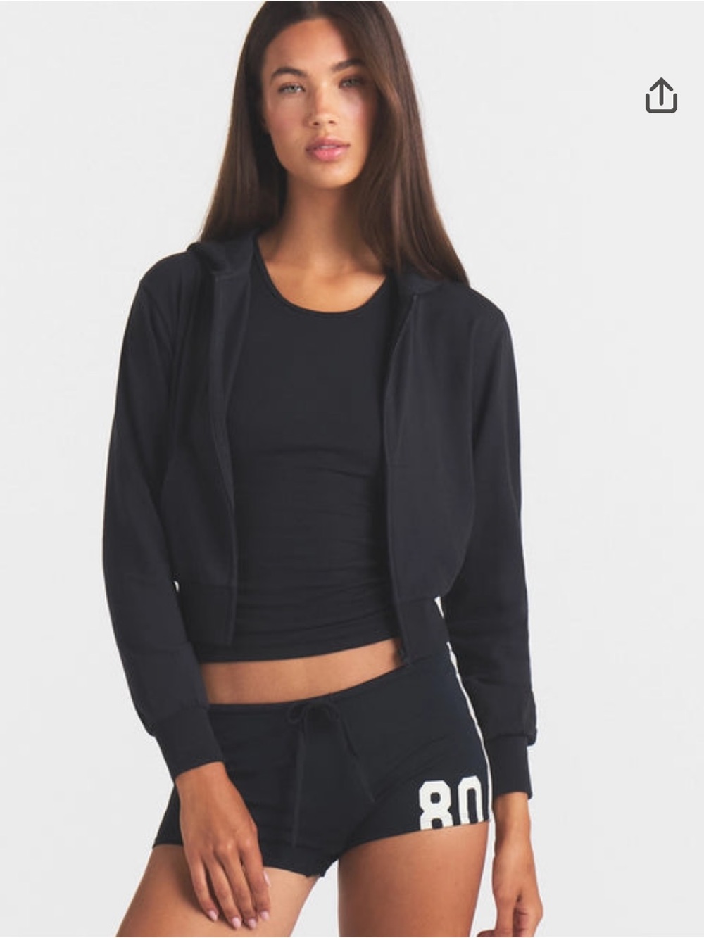 SKIMS NWT Cotton Jersey Zip Up Hoodie - Soot